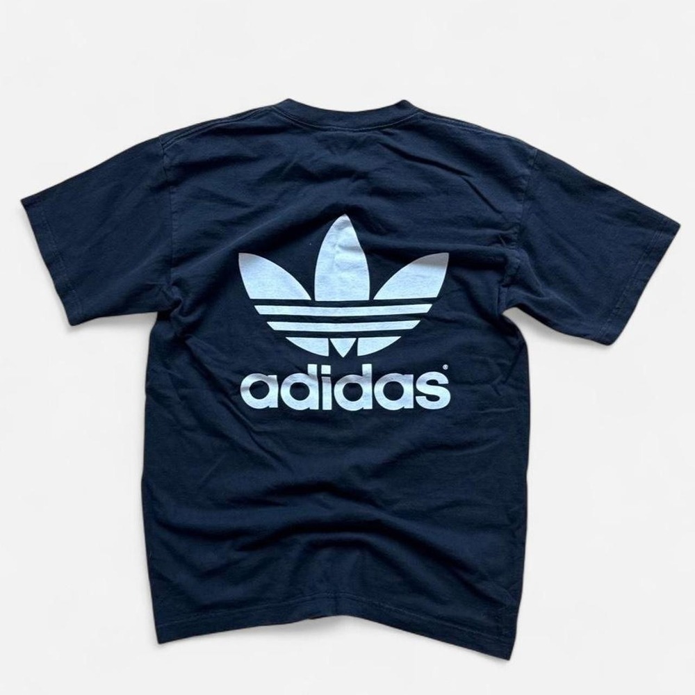 Vintage Adidas Trefoil T-Shirt Navy Blue Made USA Size S